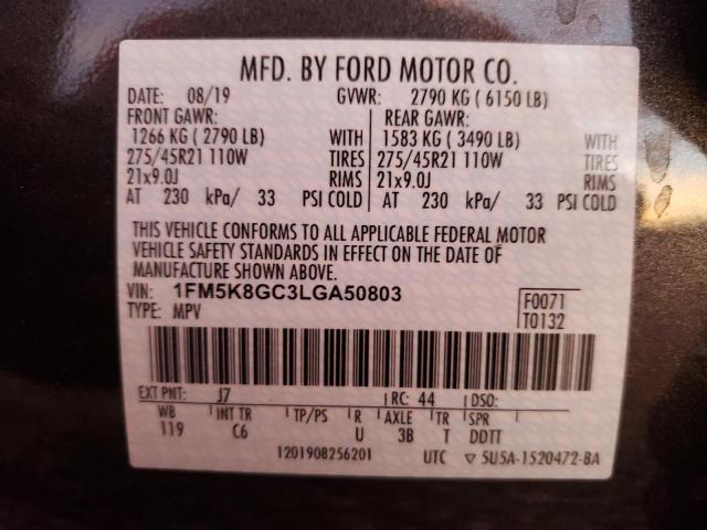 Photo 10 from auction – 2020 FORD EXPLORER S with VIN 1FM5K8GC3LGA50803