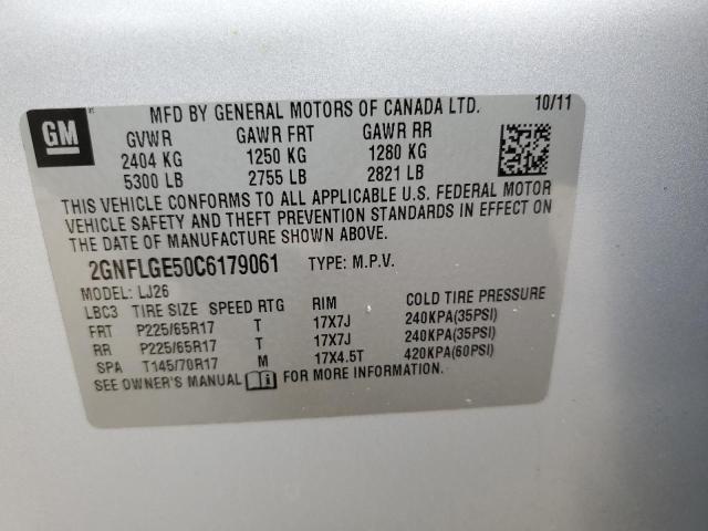 Photo 10 from auction – 2012 CHEVROLET EQUINOX LT with VIN 2GNFLGE50C6179061