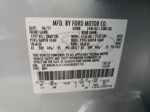 Photo 10 from auction – 2011 FORD EDGE SEL with VIN 2FMDK3JCXBBB52113