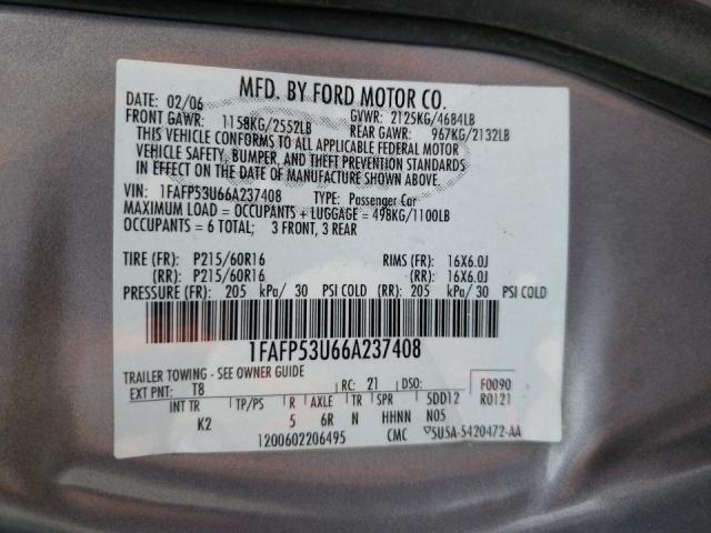 Photo 10 from auction – 2006 FORD TAURUS SE with VIN 1FAFP53U66A237408