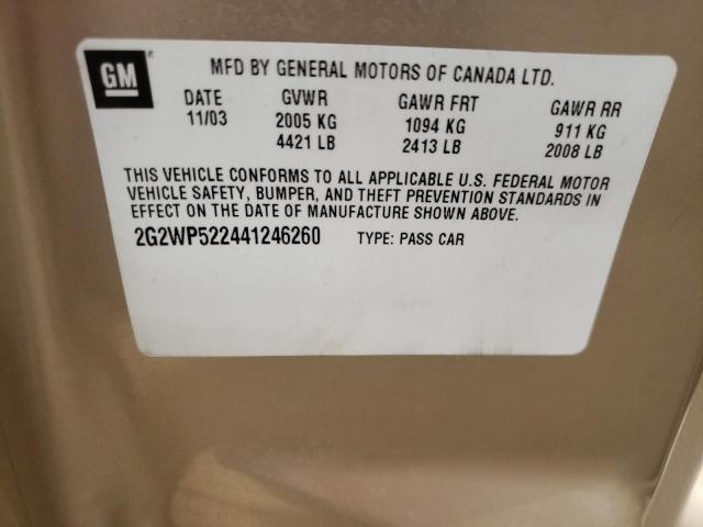 Photo 10 from auction – 2004 PONTIAC GRAND PRIX with VIN 2G2WP522441246260