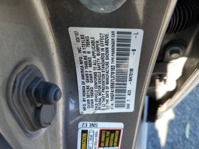 Photo 10 from auction – 2007 HONDA CIVIC LX with VIN 1HGFA16567L079183
