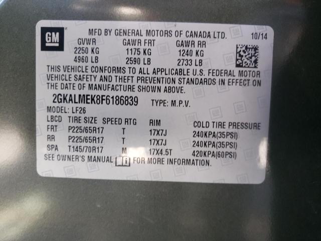 Photo 10 from auction – 2015 GMC TERRAIN SL with VIN 2GKALMEK8F6186839