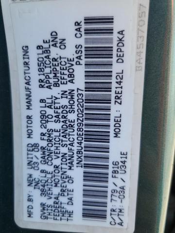 Photo 10 from auction – 2009 TOYOTA COROLLA BA with VIN 1NXBU40E89Z022037