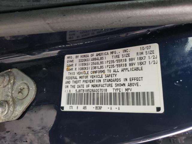 Photo 10 from auction – 2008 ACURA RDX TECHNO with VIN 5J8TB18528A007018