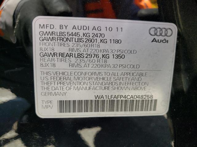 Photo 10 from auction – 2012 AUDI Q5 PREMIUM with VIN WA1LFAFP4CA048258