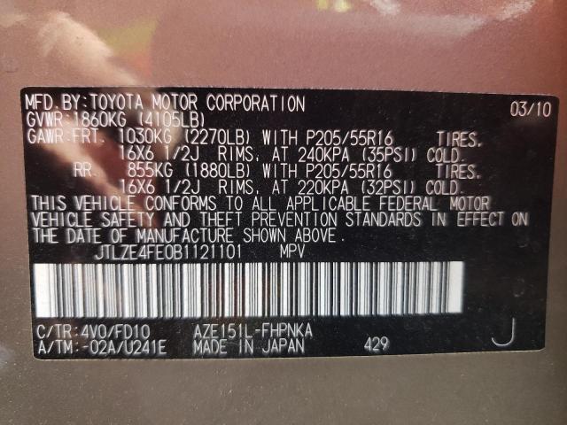 Photo 10 from auction – 2011 TOYOTA SCION XB with VIN JTLZE4FE0B1121101