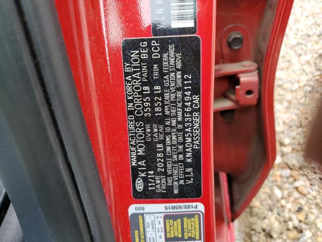Photo 10 from auction – 2015 KIA RIO LX with VIN KNADM5A33F6494112