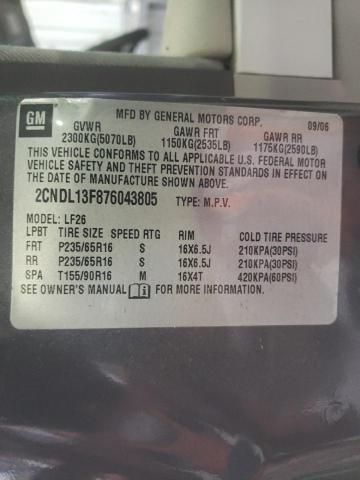 Photo 10 from auction – 2007 CHEVROLET EQUINOX LS with VIN 2CNDL13F876043805