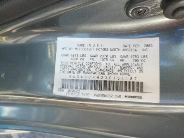 Photo 10 from auction – 2003 MITSUBISHI ECLIPSE GT with VIN 4A3AC74H23E151107
