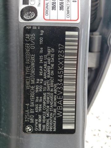Photo 10 from auction – 2005 BMW 325 I with VIN WBAEV33445KX12317