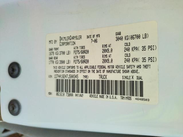 Photo 10 from auction – 2007 DODGE RAM 1500 S with VIN 1D7HA18247J500345