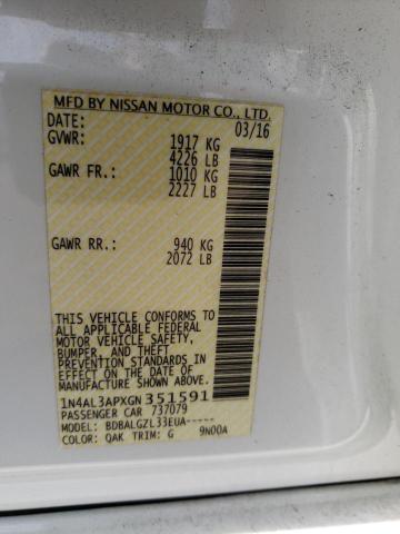 Photo 10 from auction – 2016 NISSAN ALTIMA 2.5 with VIN 1N4AL3APXGN351591