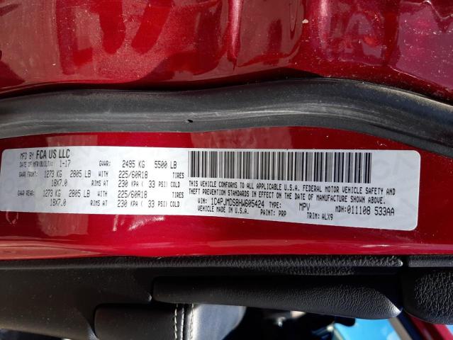 Photo 10 from auction – 2017 JEEP CHEROKEE L with VIN 1C4PJMDS8HW605424