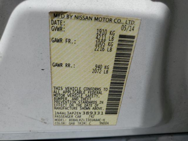 Photo 10 from auction – 2014 NISSAN ALTIMA 2.5 with VIN 1N4AL3AP2EN389331