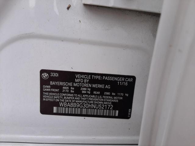 Photo 10 from auction – 2017 BMW 330 I with VIN WBA8B9G30HNU52172