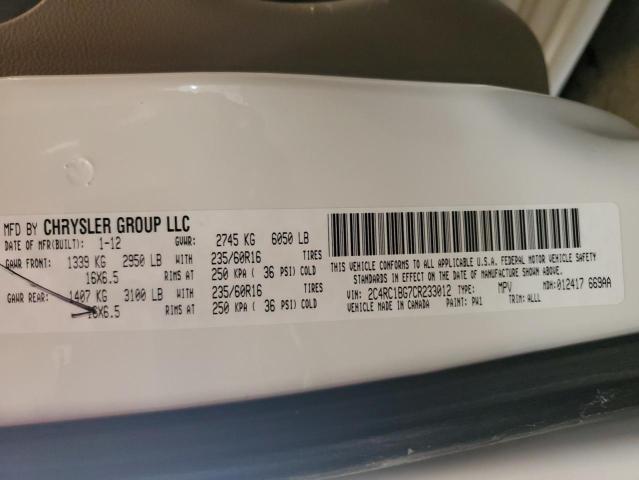 Photo 10 from auction – 2012 CHRYSLER TOWN & COU with VIN 2C4RC1BG7CR233012