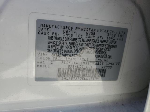 Photo 10 from auction – 2014 NISSAN SENTRA with VIN 3N1AB7AP0EL647594