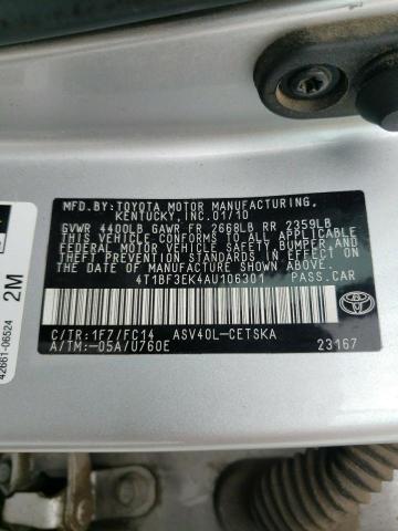 Photo 10 from auction – 2010 TOYOTA CAMRY BASE with VIN 4T1BF3EK4AU106301