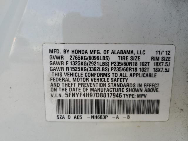 Photo 10 from auction – 2013 HONDA PILOT TOUR with VIN 5FNYF4H97DB017946