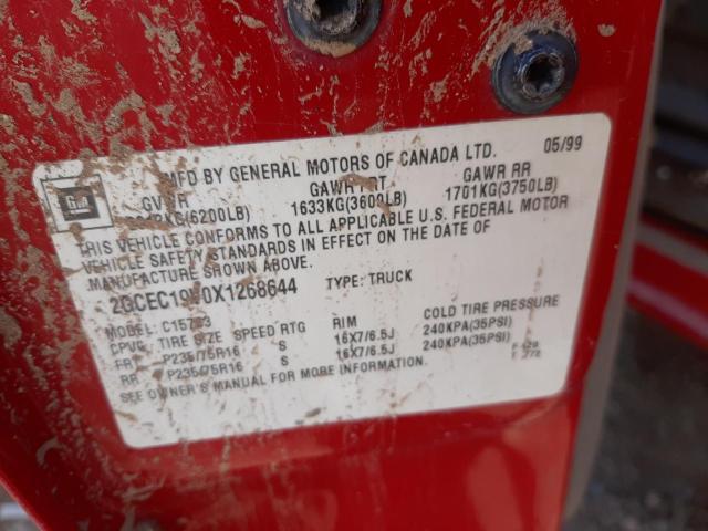 Photo 10 from auction – 1999 CHEVROLET SILVERADO with VIN 2GCEC19V0X1268644