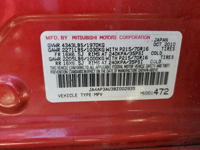 Photo 10 from auction – 2011 MITSUBISHI OUTLANDER with VIN JA4AP3AU3BZ002935