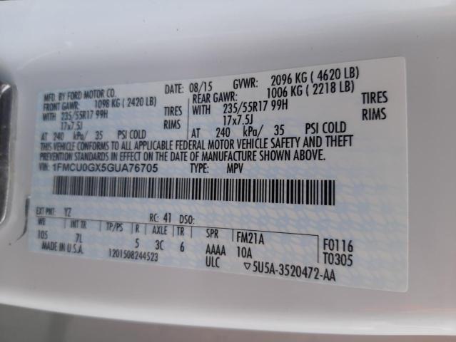 Photo 10 from auction – 2016 FORD ESCAPE SE with VIN 1FMCU0GX5GUA76705