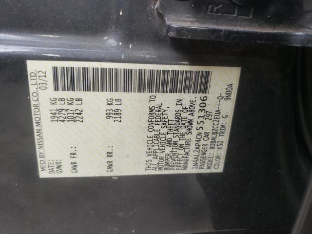 Photo 10 from auction – 2012 NISSAN ALTIMA with VIN 1N4AL2AP4CN551306