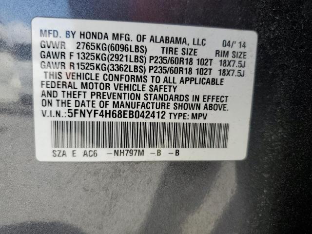 Photo 10 from auction – 2014 HONDA PILOT EXL with VIN 5FNYF4H68EB042412