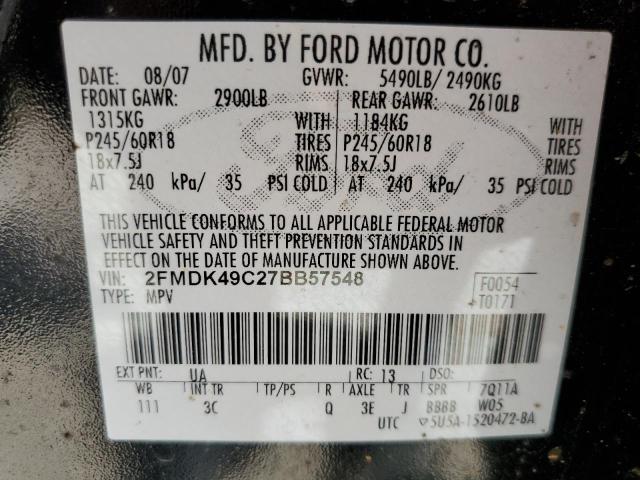 Photo 10 from auction – 2007 FORD EDGE SEL P with VIN 2FMDK49C27BB57548