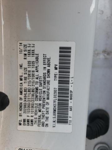 Photo 10 from auction – 2015 HONDA CR-V LX with VIN 5J6RM3H37FL002907