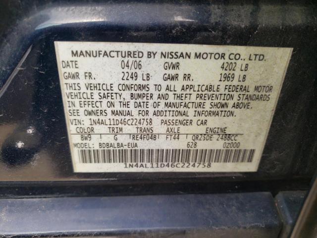 Photo 10 from auction – 2006 NISSAN ALTIMA S with VIN 1N4AL11D46C224758