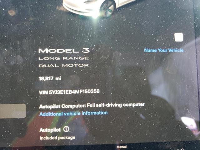 Photo 8 from auction – 2021 TESLA MODEL 3 with VIN 5YJ3E1EB4MF150358