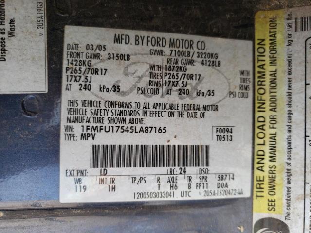 Photo 10 from auction – 2005 FORD EXPEDITION with VIN 1FMFU17545LA87165