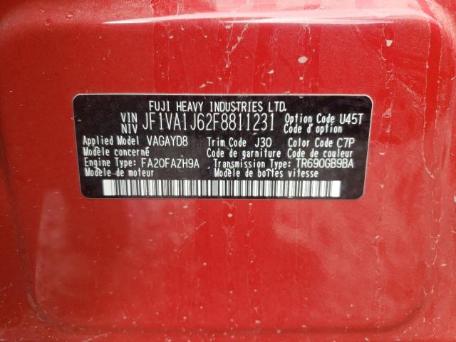 Photo 10 from auction – 2015 SUBARU WRX LIMITE with VIN JF1VA1J62F8811231