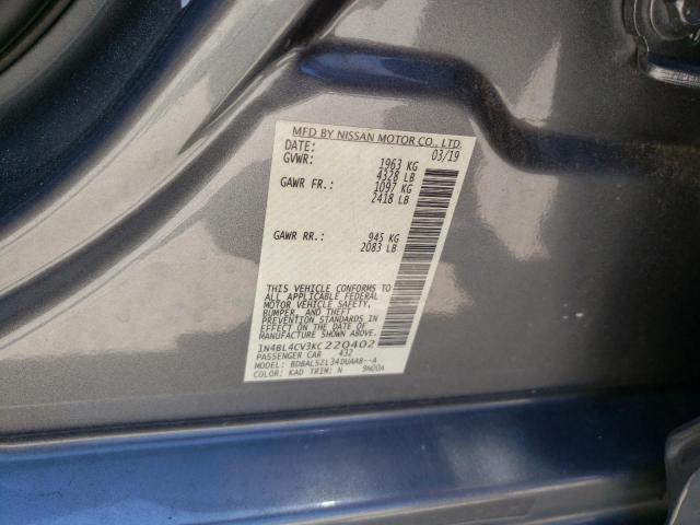 Photo 10 from auction – 2019 NISSAN ALTIMA SR with VIN 1N4BL4CV3KC220402