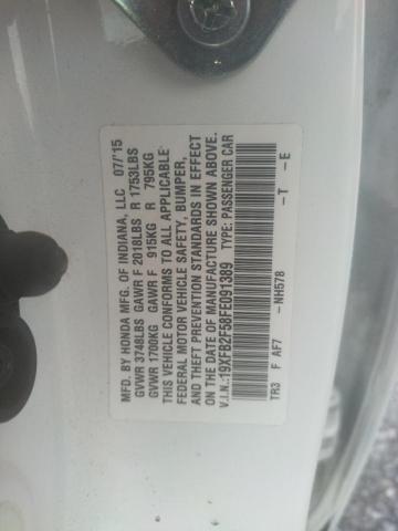 Photo 10 from auction – 2015 HONDA CIVIC LX with VIN 19XFB2F58FE091389