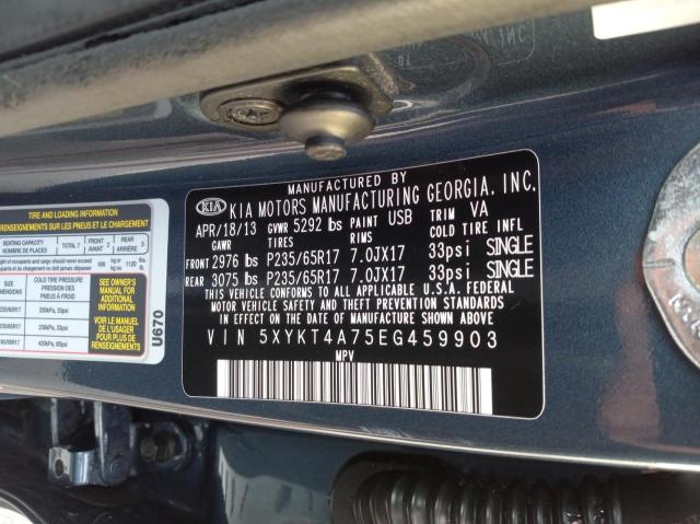 Photo 10 from auction – 2014 KIA SORENTO LX with VIN 5XYKT4A75EG459903