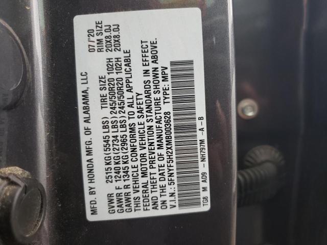 Photo 10 from auction – 2021 HONDA PILOT SE with VIN 5FNYF5H2XMB003628