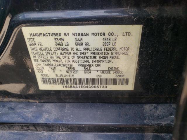 Photo 10 from auction – 2004 NISSAN MAXIMA SE with VIN 1N4BA41E04C905730