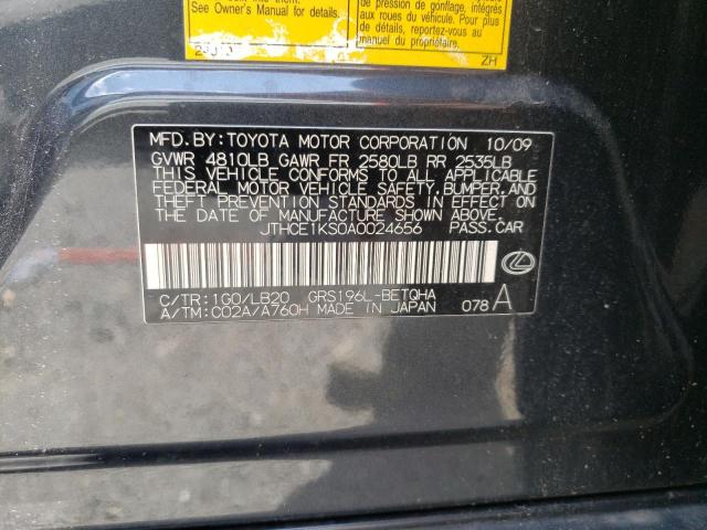 Photo 10 from auction – 2010 LEXUS GS 350 with VIN JTHCE1KS0A0024656