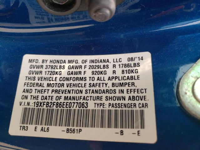 Photo 10 from auction – 2014 HONDA CIVIC EX with VIN 19XFB2F86EE077063