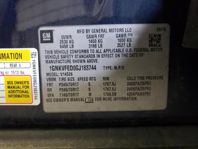 Photo 10 from auction – 2016 CHEVROLET TRAVERSE with VIN 1GNKVFED0GJ183744