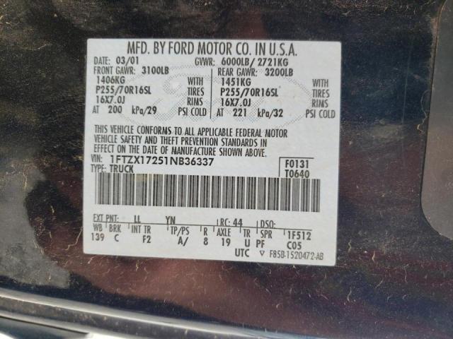Photo 10 from auction – 2001 FORD F150 with VIN 1FTZX17251NB36337