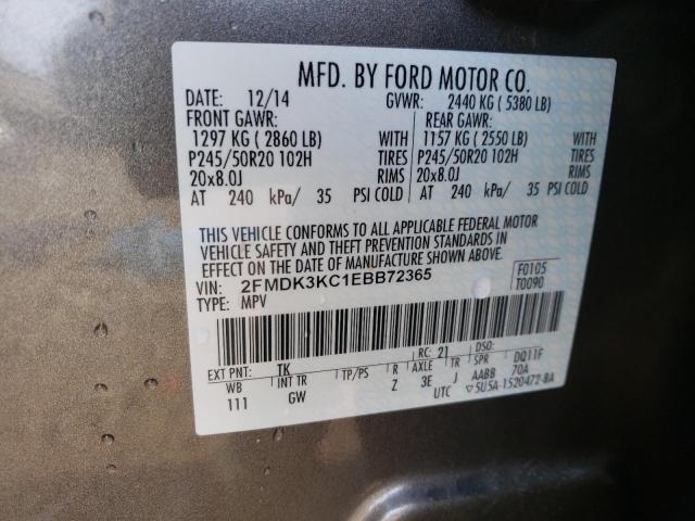 Photo 10 from auction – 2014 FORD EDGE LIMIT with VIN 2FMDK3KC1EBB72365