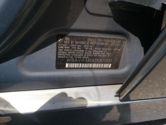 Photo 10 from auction – 2007 BMW 328 I with VIN WBAVA33567KX70131
