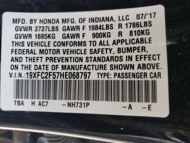 Photo 10 from auction – 2017 HONDA CIVIC LX with VIN 19XFC2F57HE068797
