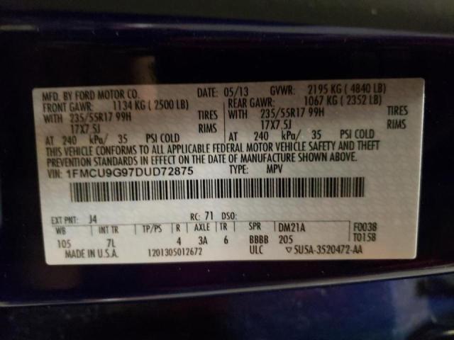 Photo 10 from auction – 2013 FORD ESCAPE SE with VIN 1FMCU9G97DUD72875