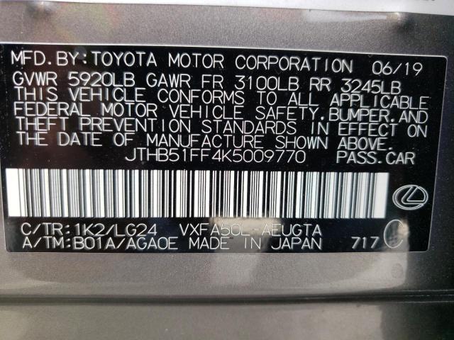 Photo 10 from auction – 2019 LEXUS LS 500 BAS with VIN JTHB51FF4K5009770
