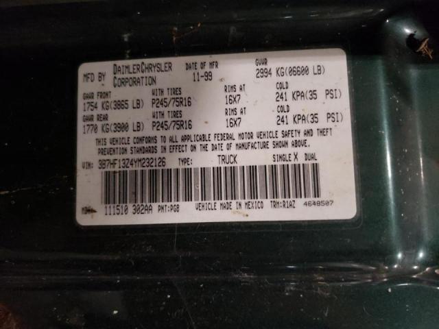 Photo 10 from auction – 2000 DODGE RAM 1500 with VIN 3B7HF13Z4YM232126